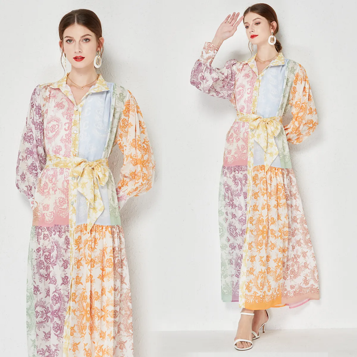 Focallure — robe longue pour femme, manches longues, imprimé Floral, style bohème, nouveauté 2022
