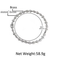 Chaîne à maillons tendance en laiton plaqué or 18 carats avec zircon 5A, motif œil croisé cubain, bijoux de fête pour unisexe