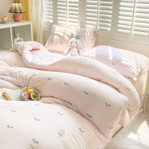 Bán Buôn Nữ Hoàng Kích Thước Sợi Nhỏ Làm Đầy <span class=keywords><strong>Comforter</strong></span> Da Thoáng Khí Thân Thiện Màu Hồng Trọng Lượng Nhẹ Chăn Nhiệt Sợi Chăn - Product Image 3