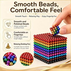 Billes magnétiques néodyme colorées de 5 mm personnalisées en usine - Ensemble de 216 billes Bucky pour jouet anti-stress adulte, sculpture 3D et salle de classe - Product Image 5