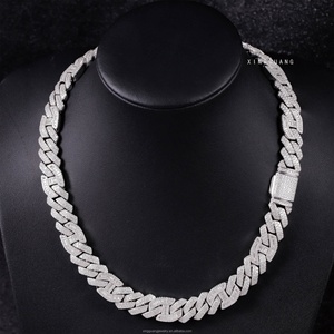 <span class=keywords><strong>Chaîne</strong></span> cubaine pour <span class=keywords><strong>homme</strong></span>, style tendance, collier en moissanite incrusté de diamants en forme de losange, accessoire streetwear hip-hop - Product Image 1