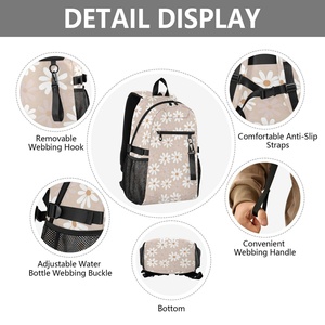 Mochila para Portátil Impermeable de Poliéster Resistente con Bajo MOQ, Personalizable con Logotipo, para Deportes, Viajes, Aire Libre, con Diseño de Flor de Margarita, para Camping - Product Image 4