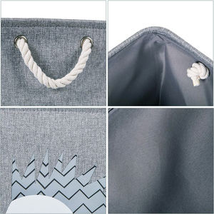 Toptan hafif katlanabilir pamuk ve kenevir jüt kumaş depolama Bin sepet çamaşır oyuncaklar için giysi - Product Image 3