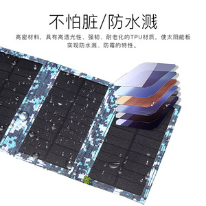 Bolsa Solar Plegable de 7W J9 para Exteriores, Carga de 5V, Ligera, Duradera, Impermeable, con Mosquetón, Unisex, EE. UU. - Product Image 3