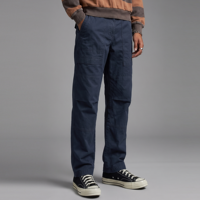 Pantalon de travail pour homme coupe droite, en toile de coton, avec double empiècement aux genoux, style peintre, taille boutonnée, streetwear, logo personnalisé