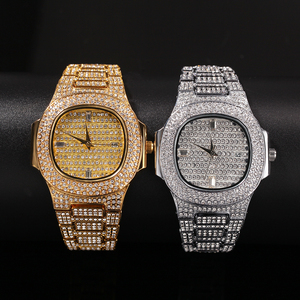 <span class=keywords><strong>Montre</strong></span> Hip Hop pour hommes et femmes, glacé, bling-bling, plaqué or, pour rappeur, haute qualité, vente en gros - Product Image 3