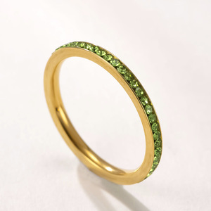 Anelli Sottili da 2mm in Acciaio Inossidabile Placcato Oro 18K con Zirconi Colorati, <span class=keywords><strong>Gioielli</strong></span> alla Moda per Donna - Product Image 2