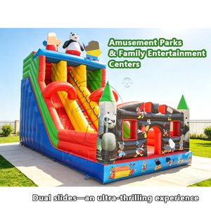 Toboggan gonflable commercial à double piste, château gonflable certifié CE en PVC, respectueux de l'environnement, garantie 3 ans - Product Image 2
