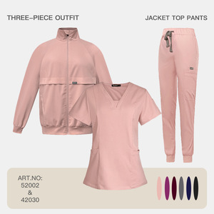 Set di Divise Mediche per Donne: Top con Scollo a V e Pantaloni Cargo con Giacca Termica, Uniformi Infermieristiche Disponibili in Diversi Colori 42030+52002 - Product Image 6