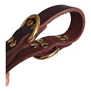 Collier pour chien à double anneau en D - Cuir véritable Durable Boucle personnalisée sécurisée Taille réglable |   Collier pour animaux de compagnie de haute qualité en gros - Product Image 4