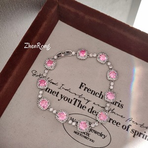 Pulsera de Plata de Ley 925 Sólida con Circonita Cúbica de Lujo, Brazalete con Dijes, Lista para Enviar, Precio de Fábrica al por Mayor para Mujer - Product Image 1
