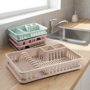 Set di 3 Pezzi: Scolapiatti Impilabile Quadrato in Plastica PP, Organizzatore per Lavello da Cucina, Design Moderno Veneziano, Colore Unico - Product Image 4