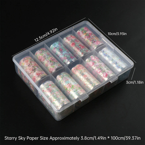 10 Rotoli <span class=keywords><strong>di</strong></span> Carta Transfer per Nail Art Estiva con Motivi Floreali, Rose e Cielo Stellato, Adesivi Decorativi per Manicure da Salone - Product Image 6