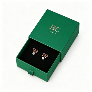 Luxury Special <b>Paper</b> Jewelry Drawer <b>Box</b> Elegant Ribbon Tab Stud Earring Case Custom Logo Foil Stamping Packaging Wholesale - Product Image 1
