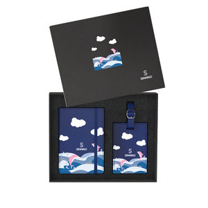 Pas cher personnalisé bleu porte-passeport et étiquette de bagage ensemble de voyage personnalisé en cuir PU étiquette de bagage <span class=keywords><strong>couverture</strong></span> de passeport pour les cadeaux de voyage - Product Image 2