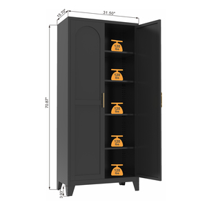 Armoires de rangement modernes en métal noir avec étagères réglables pour chambre, salon, cuisine, meubles de maison - Product Image 1