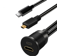 Câble d'extension USB HD et Micro HD de type D mâle vers femelle, étanche IP67, pour montage sur panneau de voiture, camion, bateau, moto