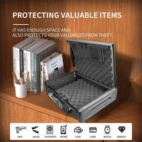 Coffre-fort biométrique Kuntu avec lecteur d'empreintes digitales et serrure à clé, construction en acier allié, durable, pour la maison, à placer sur la table de chevet
