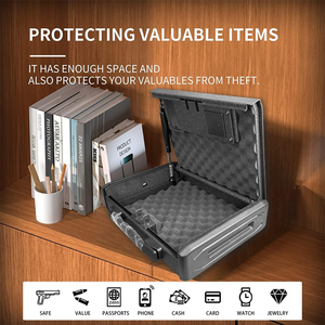 Coffre-fort biométrique pour armes à feu, accès rapide, idéal pour table de chevet, avec empreinte digitale, mot de passe numérique et clés de secours - Product Image 3