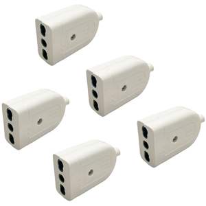 Gloca Paquete de 5 adaptadores de enchufe estándar italiano de 250 V 10/16 A con 2 tomas, enchufe de plástico blanco - Product Image 1
