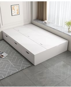 <span class=keywords><strong>Cama</strong></span> Moderna <span class=keywords><strong>Minimalista</strong></span> con Base Alta y Almacenamiento, Tamaño King/Queen, con Gabinete de Almacenamiento de Madera, Muebles de Dormitorio para Uso Doméstico - Product Image 1