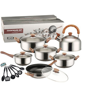 Juego de Utensilios de Cocina Geling de Acero Inoxidable Antiadherente de 18 Piezas, Diseño Nuevo con Mango de Imitación Madera, Resistente, para Camping, Venta al Por Mayor - Product Image 6