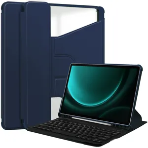 Sarung Tablet Samsung Galaxy Tab S9 FE + 360, sarung Tablet kulit dengan Keyboard, sarung Keyboard kualitas bagus