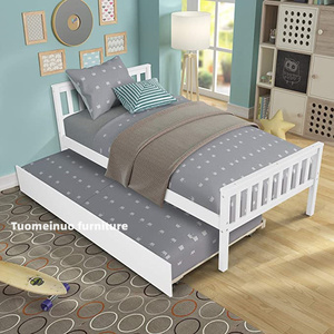 <span class=keywords><strong>Lit</strong></span> à plateforme double avec cadre de <span class=keywords><strong>lit</strong></span> en bois massif avec tête de <span class=keywords><strong>lit</strong></span> repose-pieds pour adolescents garçons filles - Product Image 1