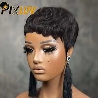 Perruque courte coupe pixie en cheveux humains, vente en gros, fournisseur de cheveux bruts, perruques sans colle, cheveux indiens bruts, perruque fabriquée à la machine, vente en gros, faible MOQ