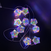 Schillernde Stern-Lichterkette, 10 Stück, 8 cm, 8 Modi, batteriebetrieben, PET, Regenbogen-Weihnachtsgirlande, Party-Dekoration