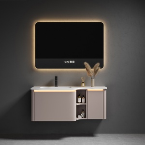 <span class=keywords><strong>Lavabo</strong></span> intégré en céramique moderne personnalisé miroir armoire à taille optimisée meubles de salle de bain pour appartements - Product Image 6