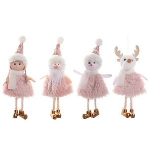 Ornamenti per bambole di natale 2024 ciondolo albero di natale rosa vecchio pupazzo di neve angelo ragazza bambola decorazione per finestra - Product Image 6