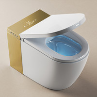 Toilette intelligente moderne à bidet électrique à poser au sol, cuvette de toilette à chasse automatique, toilette intelligente dorée avec télécommande