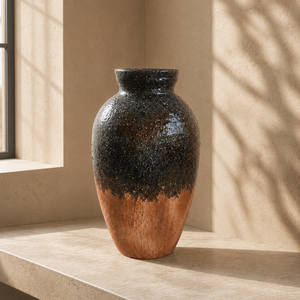 Vaso in Ceramica Nera, Terracotta Bicolore <span class=keywords><strong>con</strong></span> Smalto Reattivo, Grande Vaso Decorativo per Fiori, per Soggiorno e <span class=keywords><strong>Arredamento</strong></span> Casa - Product Image 3