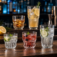Verres à cocktail Collins rayés empilables en gros pour vin, bière, bar, KTV, restaurant, avec logo personnalisé