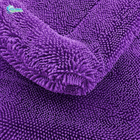 Serviette de séchage double face en microfibre de luxe noire pour voiture, 1400gsm, 1500, 1600, 1800, vente en gros
