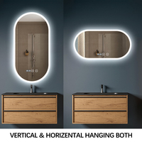 Miroir de salle de bain LED oblong mural avec capteur tactile, anti-buée, éclairé, pour salle de bain