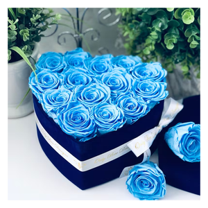 Fleurs décoratives, rose éternelle, fleurs préservées, boîte de roses préservées, roses préservées de luxe dans une boîte ronde en velours suédé - Product Image 4