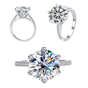 Anillo de Compromiso y Boda de Lujo en Plata de Ley S925 con Moissanita VVS1 de 1, 3 y 5 Quilates para Mujer - Product Image 4