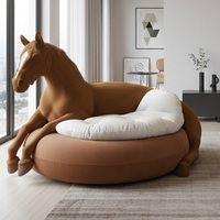 Sofá en Forma de Caballo de Tamaño Real, Sofá Único con Forma de Animal, Rincón de Lectura, Puff Gigante con Forma de Caballo y Respaldo