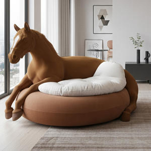 Levensgrote paardvormige bank, unieke dierenvormige leeshoek, extra grote paardvormige zitzak met rugleuning - Product Image 4