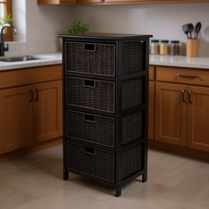 Omaha Foldable <b>Basket</b> <b>Storage</b> Rack 4 Tier Kitchen Organizer Freestanding Rustic Design - Product Image 2