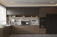 Meubles de cuisine modulaires en L modernes et personnalisés avec évier pour villa