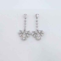 Boucles d'oreilles pendantes en platine Pt950 avec diamants de laboratoire taille poire, style goutte d'eau, à dos plat, pour femme