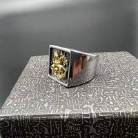 Edelstahl Herren Drachen-Ritter-Ring Vintage Mittelalterlicher Gravierter Fantasy-Ring für Männer Gotischer Krieger Siegelring
