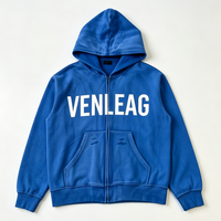 Hoodie Zipper Ganda Ukuran Besar Custom Grosir, French Terry, Vintage Acid Wash, Aplikasi Sun Fade, 100% Katun, Streetwear Y2K