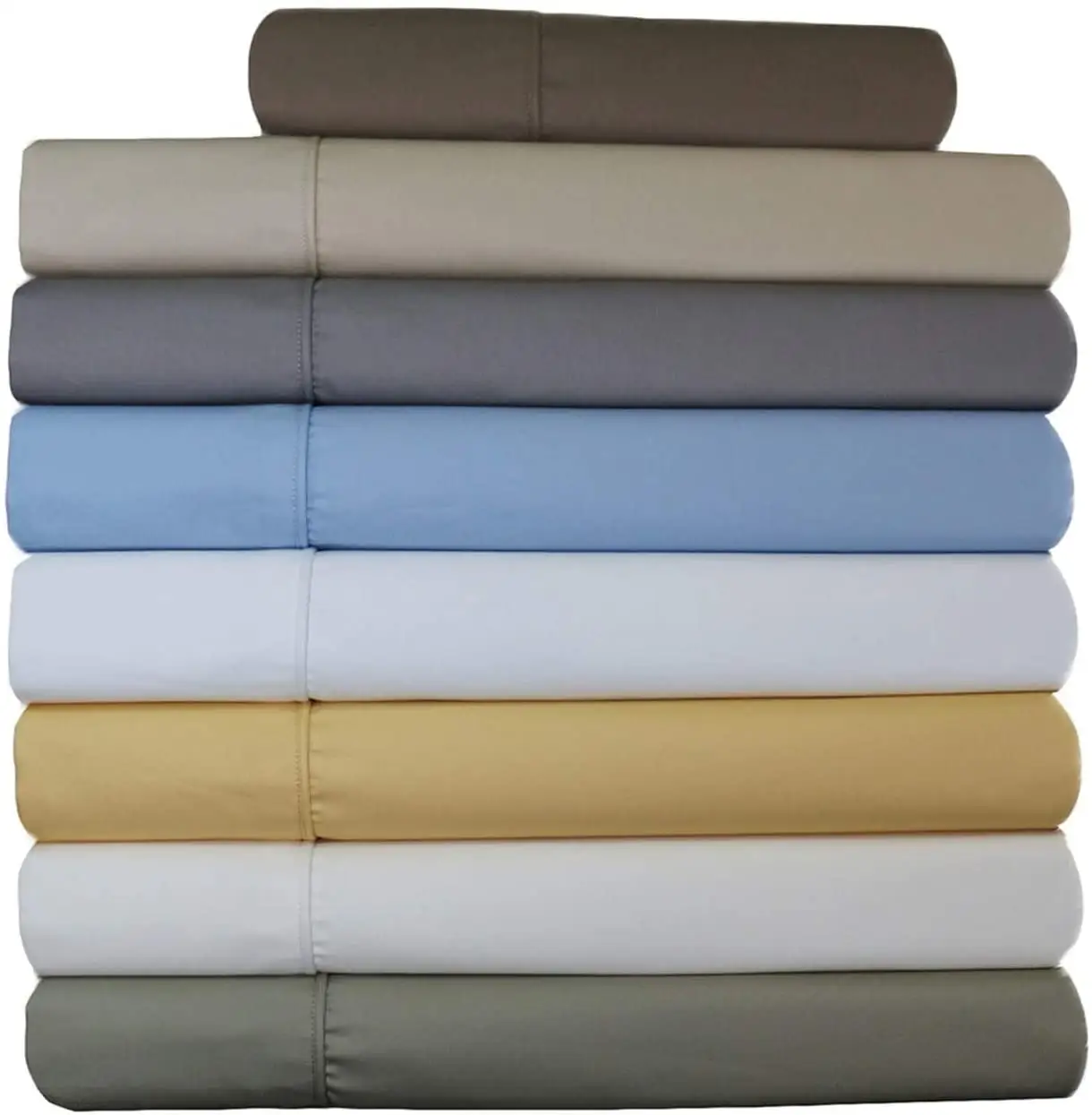 Conjunto de lençóis de algodão egípcio para casa, lençol de microfibra de 4 peças, conjunto de cama de cor sólida 1800tc
