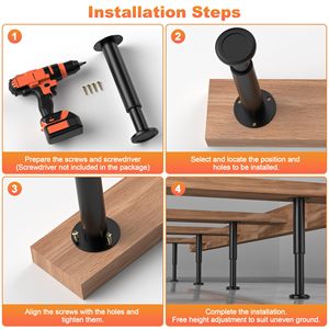 Pieds <span class=keywords><strong>de</strong></span> table en acier inoxydable raffinés et robustes, modernes, réglables en hauteur <span class=keywords><strong>de</strong></span> 5 à 8 pouces, pour cadre <span class=keywords><strong>de</strong></span> lit et armoire - Product Image 3