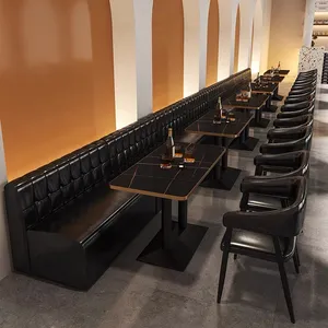 Custom bar table and chair combination restaurant Tavern retro industrial style commercial booth sofa