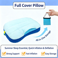 Oreiller de voyage gonflable doux avec poche pour poche de glace, respirant et rafraîchissant, idéal pour le sommeil estival et le camping.